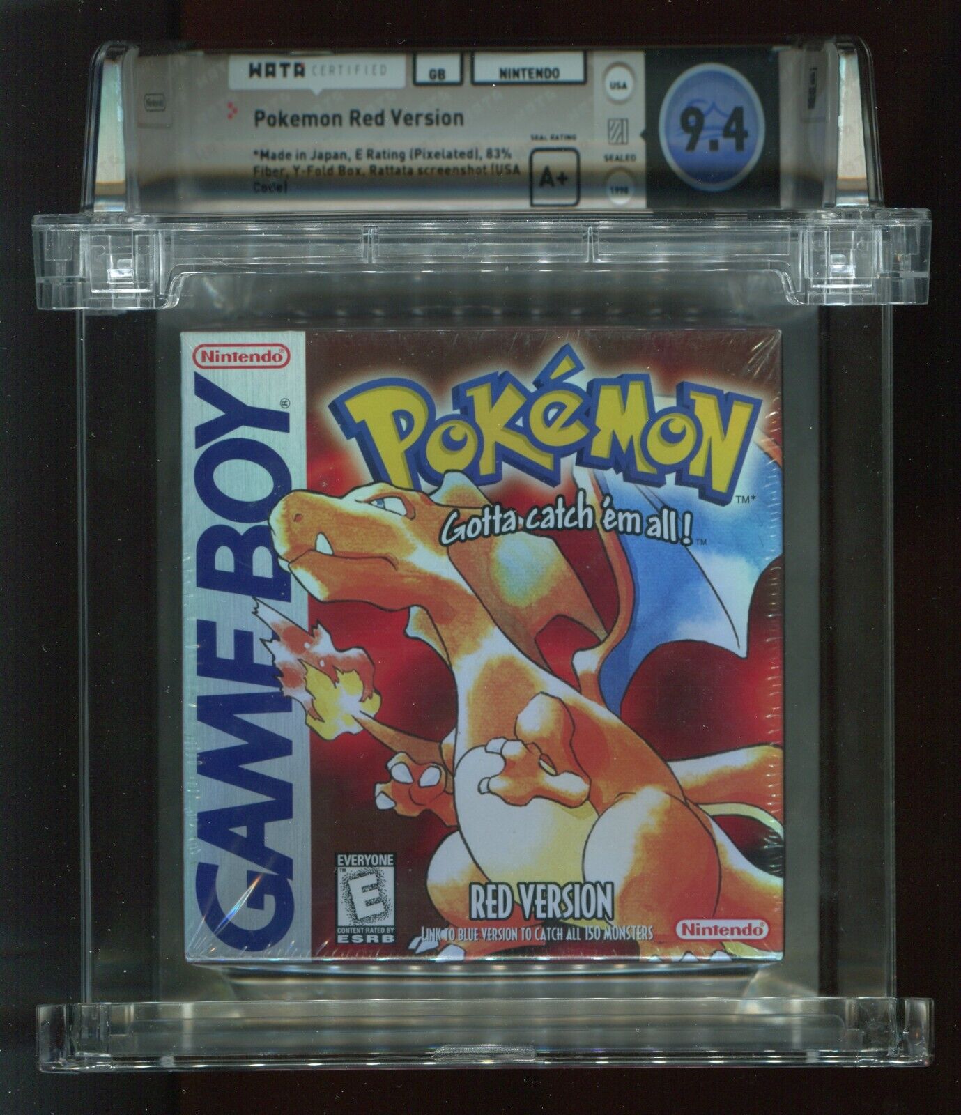 1996 Nintendo Game Boy Pokemon Red Version WATA 9.2 A+