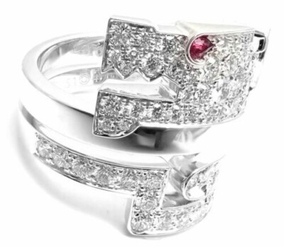 Le Baiser Du Dragon 2.10ct Ruby and Round CZ Fashion Ring 925 Sterling Silver