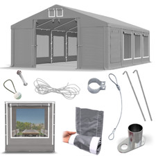 LAGERZELT 4x8 Moskito Garagenzelt Zelthalle Werkstattzelt 8x4 NEU grau PVC S