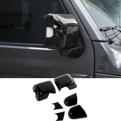 Side Rear view Mirror & Base Cover Trim For Jeep Wrangler JL JT 2018+ Black