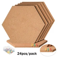 24 Pcs Hexagon Cork Board 12" x 10.2"-1/2" Thick Wall Bulletin Boards Cork Tiles