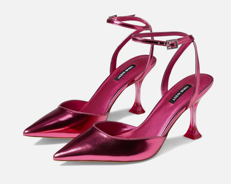 Woman's Dressy Slingback Heels Nine West Shoes Haris Dark Pink 10M