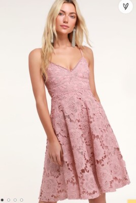 Dusty Rose Sleeveless Lace Midi Dress | Womens | Small (Available in M, L) | 100% Polyester | Lulus