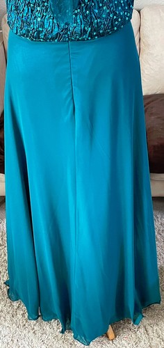 Traumhaftes Damen Abendkleid Gr 38 Türkis Neckholder lang ärmellos Taft Glitzer - Bild 10 von 15