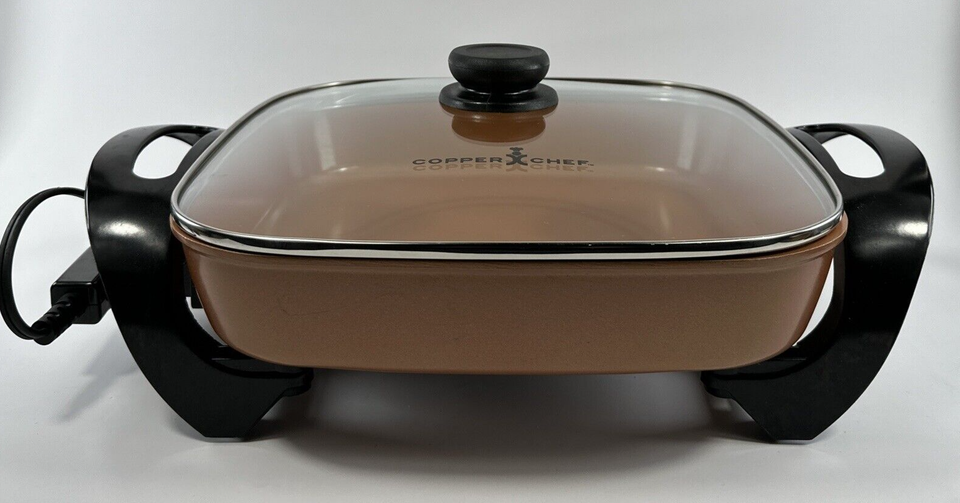Copper Chef Electric Skillet. 12" x 12" Simmer Saute Steam & Fry