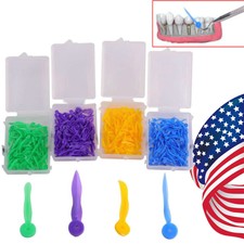 100 Pcs Dental Plastic Wedges w/ Holes Size XS/S/M/L Purple Yellow Green w. Hole