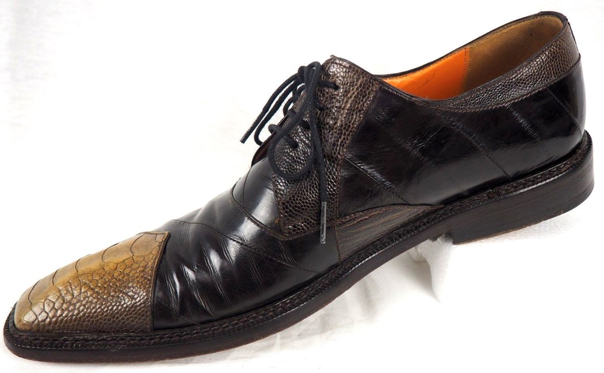 CITY SLICKER Ostrich Brown Lace Oxford Shoes - 10.5 Made In 