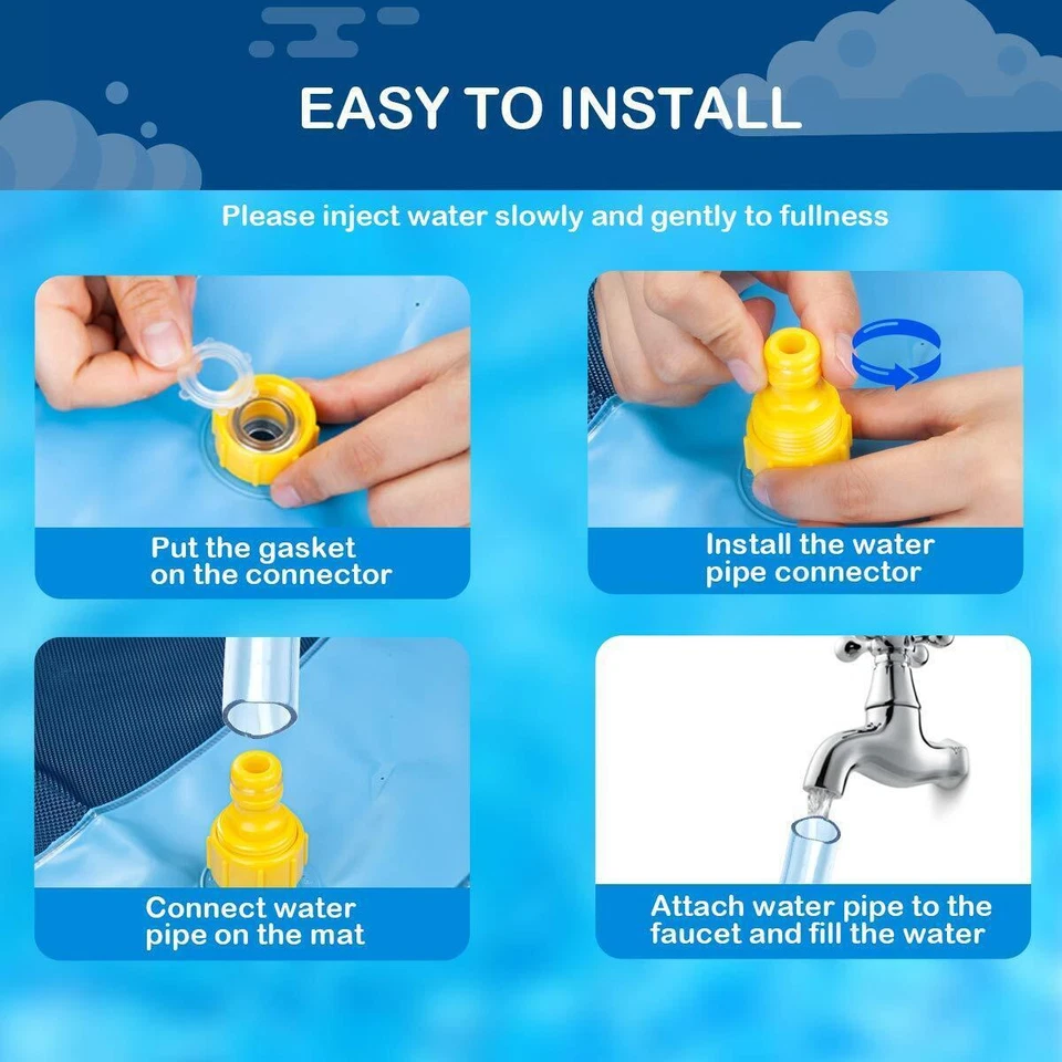 150cm Splash Pad Hunde Matte Wasserspielmatte Springbrunnen Hundepool Sprinkler - Bild 3 von 4