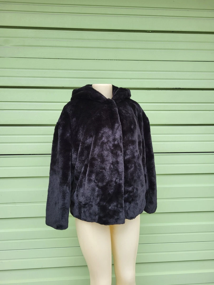 Zara black fur clearance coat with hood