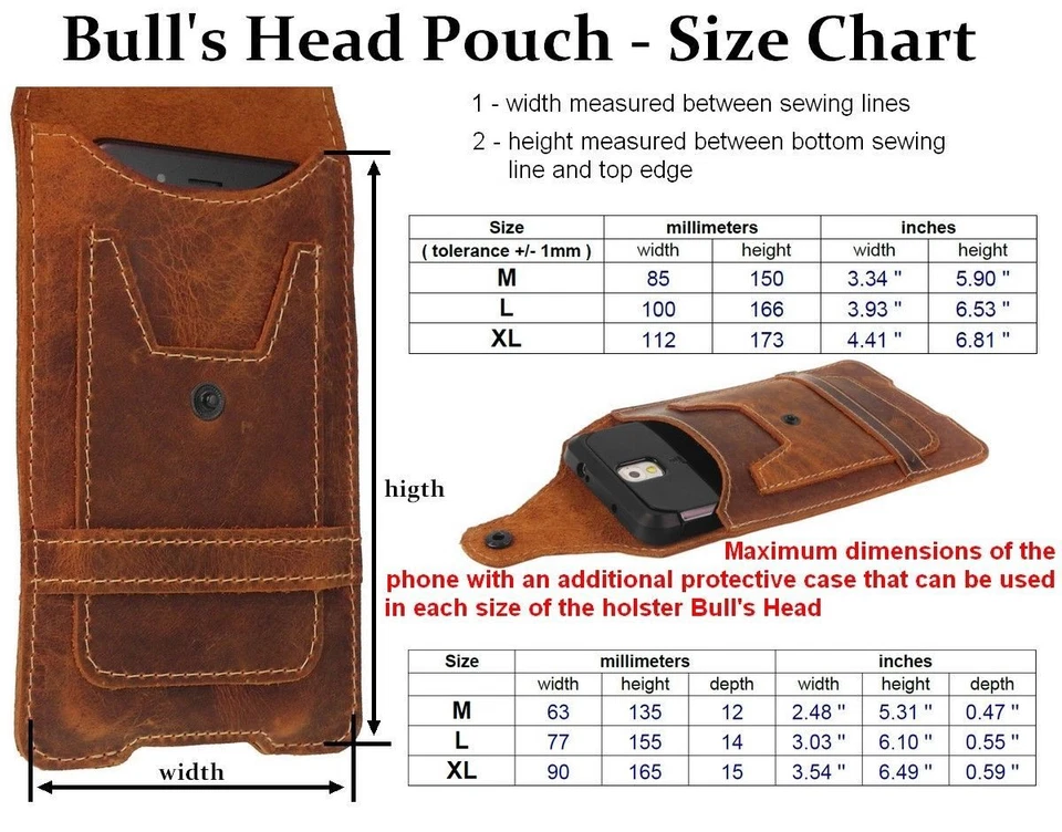 适用于带保护壳保护器的手机 - 公牛头正品皮革口袋和卡袋 — 第 2/4 张图片