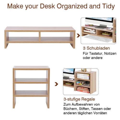 Computer Stand Storage Monitor Riser Laptop Stand Desktop Organizer 3Layer Shelf - Picture 8 of 12