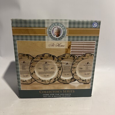 Paula Deen Christmas Recipe Dessert Plates Home For The Holidays Set 4 With Box