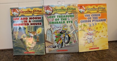 Geronimo Stilton x3 Books Bundle Cat mouse Haunted House Curse Cheese Lost Treas