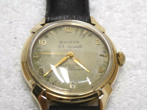 BULOVA 14K SOLID GOLD AUTOMATIC WINDING 23 JEWELS MENS WATCH RUNNING - Picture 2 of 7