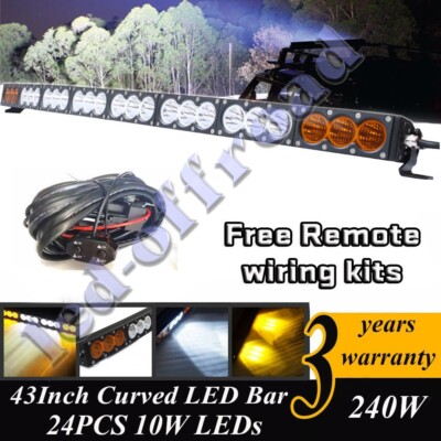 43Inch 240W Curved LED Light Bar Amber White Combo Off road SUV Truck 4WD 12V 42
