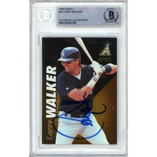 Larry Walker Signed 1995 Pinnacle Zenith #67 Beckett BAS Slabbed Rockies Auto