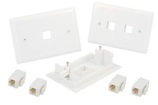 2 Port Cat6 RJ45 Ethernet Easy Fix Wall Plate Kit Inline Coupler