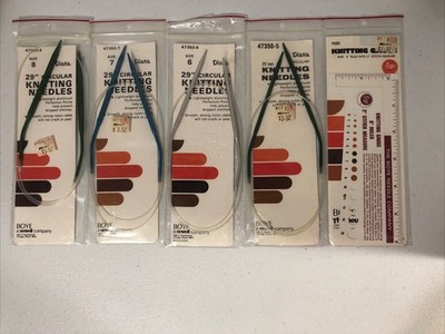 Knitting Needles Circular Boye (Diana) 29  Sizes 8,7,6,5 & Boye Knitting Gauge