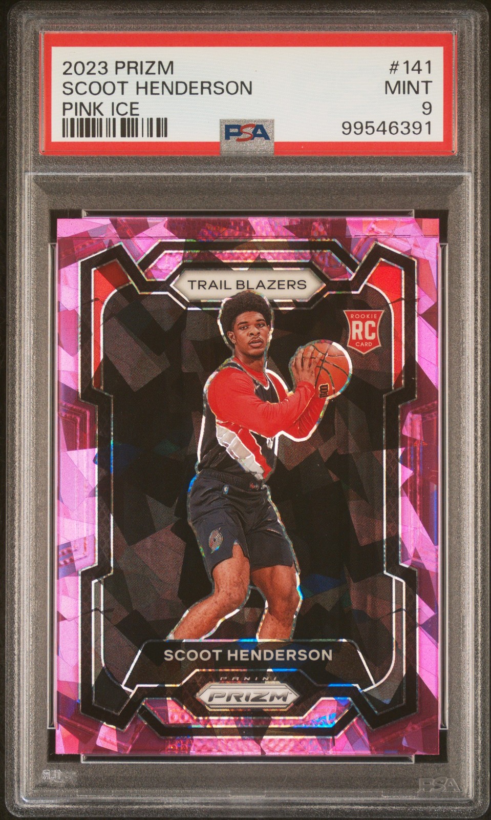 2023 Panini Prizm #141 Scoot Henderson Pink Ice PSA 9