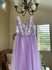 Lavender Floral Tulle Dress for Girls Formal Flower Girl Occasion