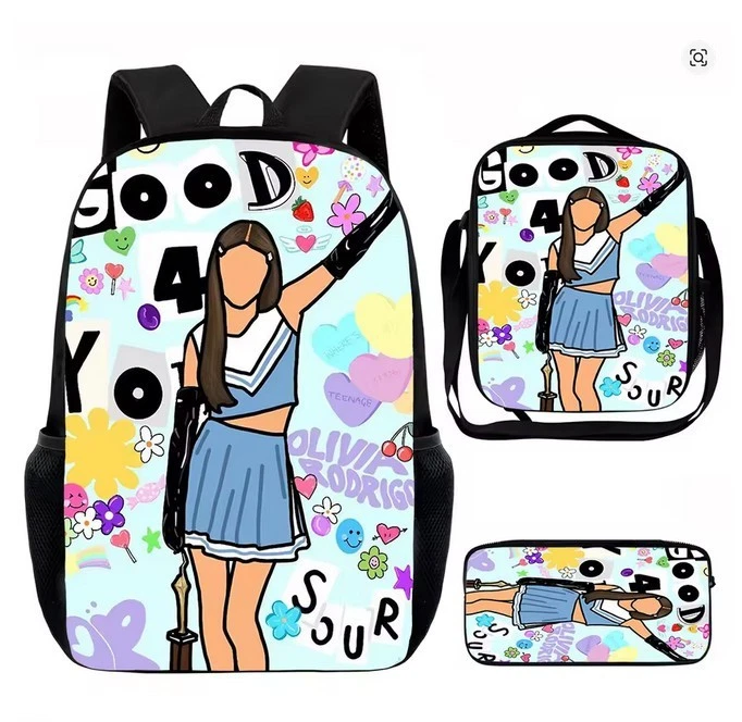 Girls Olivia Rodrigo Backpack Set, School Bag for Kids