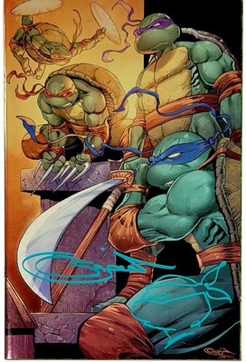 Teenage Mutant Ninja Turtles 1 - Virgin Foil Signed + Sketch by Sajad Shah w/COA