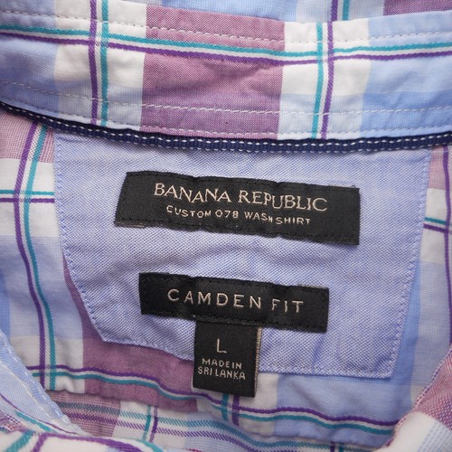 Banana Republic Men's L Camden Fit Custom 078 Wash Plaid Button-up Shirt - Picture 7 of 8