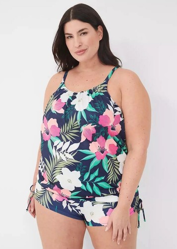 NEW! Lane Bryant No Wire Blouson Tankini Swim Top Tropical Floral SZ 20 - Picture 5 of 12