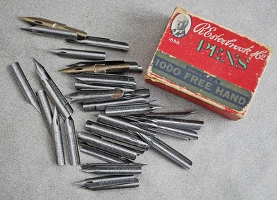 Vintage R. Esterbrook 1000 Free Hand Box USA Pens 61 Nibs - 048 Falcon