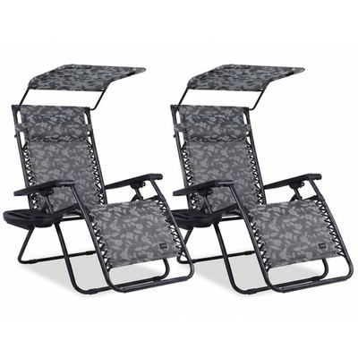 Bliss Hammocks 2 Pack 30'' Wide XL Zero Gravity Outdoor Lounge Chair with Canopy