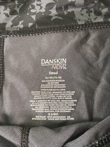 Danskin Now Fitted Women’s Capri Workout Yoga Pants Black Gray Floral Size XL - Imagen 7 de 7