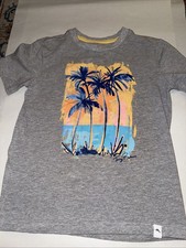Tommy Bahama Youth Boys 5/6 T-shirt Gray Cotton Blend Beach Scene