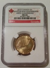 Canada 2010 Dollar Saskatchewan Roughriders 100th Anniversary MS64 NGC