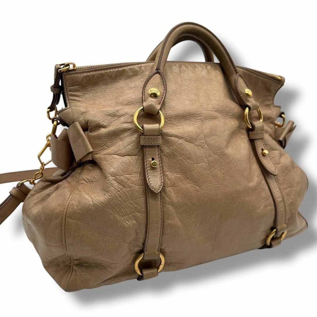 バッグ miu miu vitello lux Bag side ribbon y2k Miu Miu Vitello Lux Side Ribbon 2-Way Shoulder Handbag