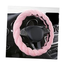 Fluffy Car Steering Wheel Cover, 15 Inches Anti-Slip Fuzzy Winter Round Pink