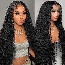 NANTLIY 26Inch 13x6 Deep Wave Lace Front Wigs Human Hair 200 Density Glueless
