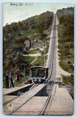 c1907 Mauch Chuck Pennsylvania PA Postcard Line L.V.R.R. Mt. Pisgah Plane Switch