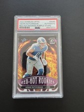 2022 Donruss Optic Aidan Hutchinson Red Hot Purple Stars #14/25 PSA Authentic