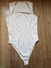 OQQ Size XXL Ribbed Knit Top Sleeveless Cream Yoga Activewear Nylon Spandex