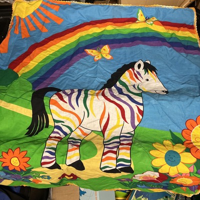 VIP Cranston Screen Print Wall Hanging Fabric panel Rainbow, Zebra, Flowers READ