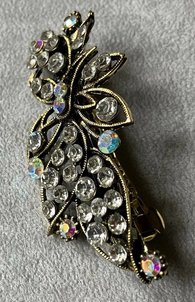 Rhinestone Hair Barrette Butterfly And Floral Design 2.75 Inches - Image 3 of 4