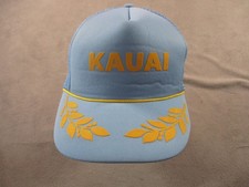 Kauai Hat Cap Snap Back Blue Yellow Mesh Trucker Embroidered Hawaiian Mens