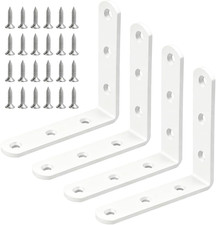 4 Pcs White Stainless Steel L Bracket 3 X 3 Inch Heavy Duty Corner Brace Joint M