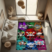 One Piece Anime Character Rug Colorful Skull Pirate Design Area Carpet Home