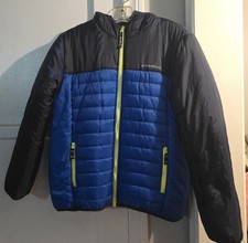 Eddie Bauer Boys Reversible Hooded Down Puffer Jacket, Large