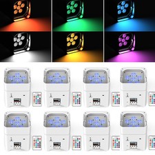 8pcs Wireless LED stage Uplight 6X18W RGBWA UV Rechargeable Par Light w/Remote