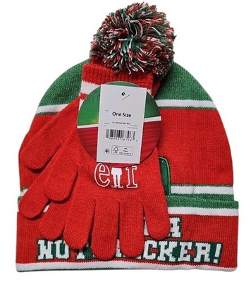 Bioworld Elf Movie Son of A Nutcracker OS Hat Beanie Glove Set Pom Pom NWT