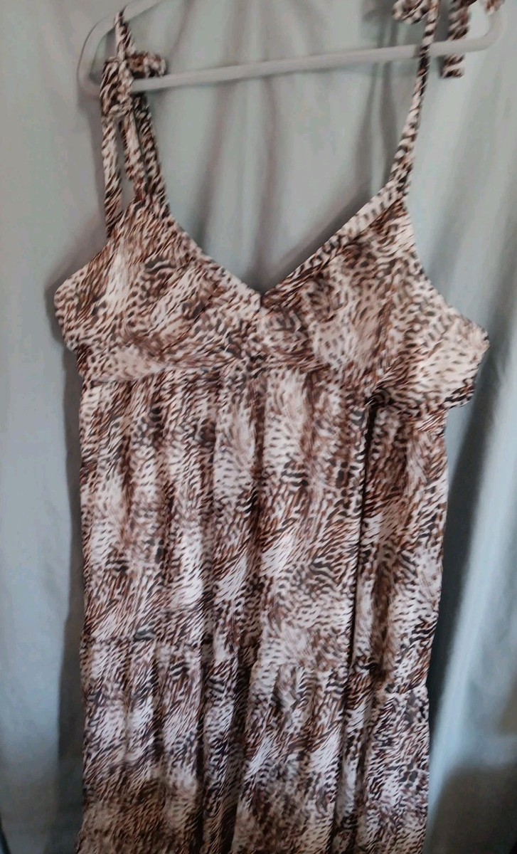 Express XL Halter Maxi Dress Womens Animal Print Chiffon Tiered Ruffle Back  Zip | eBay