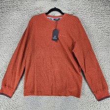Ben Sherman Sweater Mens Medium Orange Long Sleeve Pullover NWT 