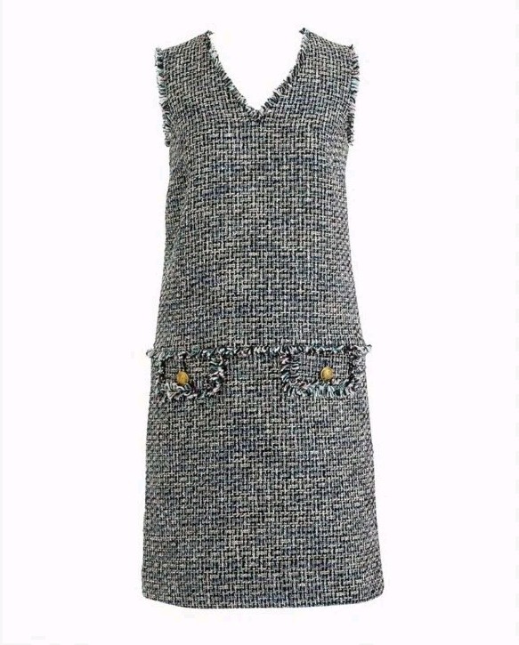 J Crew Dress Tweed V Neck Fringe Sheath Rainbow Metallic Black Career Colorful 8